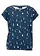 Luchtig shirt, korte mouw, Kleur: donkerblauw gedessineerd