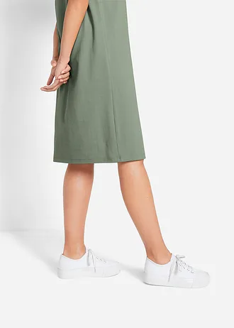 Sukienka T-shirtowa oversized (2 szt.), z czystej bawełny • ciemnoniebieski+zieleń trawy morskiej • sklep bonprix