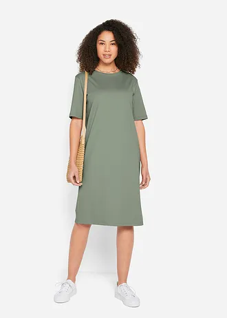 Sukienka T-shirtowa oversized (2 szt.), z czystej bawełny • ciemnoniebieski+zieleń trawy morskiej • sklep bonprix