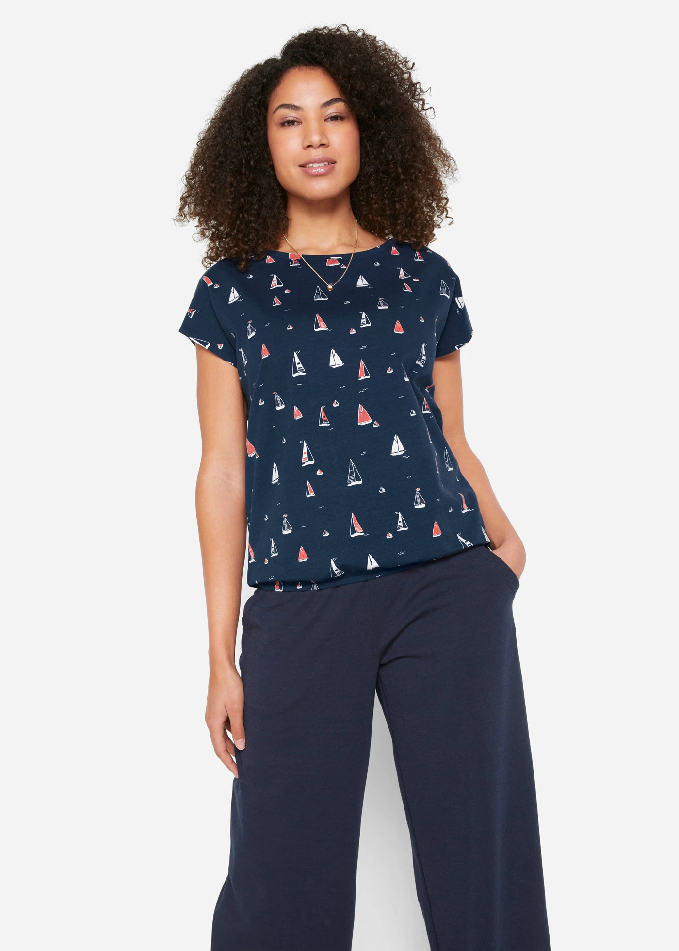 Luchtig shirt, korte mouw • donkerblauw gedessineerd • bonprix online shop