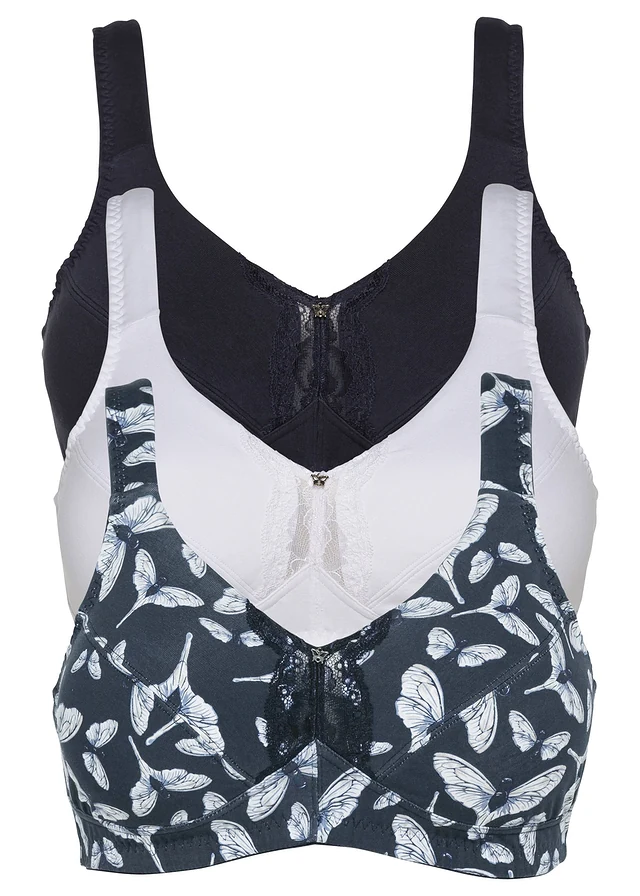 Sutien fără armătură cu bumbac organic (set/3 buc.)