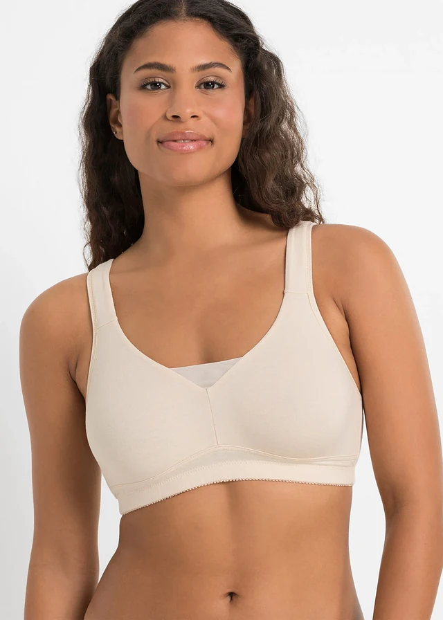 T-shirt bh zonder beugels met katoen (set van 2), Kleur: sandbeige+bruin