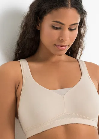 T-shirt bh zonder beugels met katoen (set van 2), Kleur: sandbeige+bruin