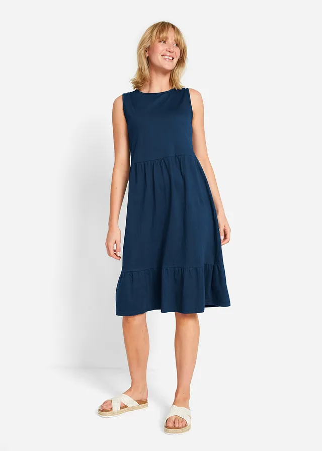 Jersey jurk van puur katoen, Kleur: donkerblauw