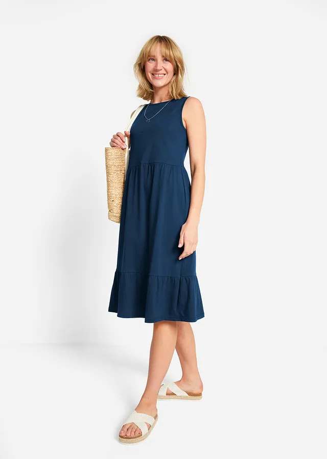 Jersey jurk van puur katoen, Kleur: donkerblauw