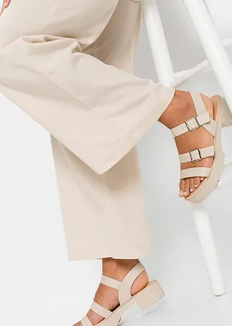 Pantalon palazzo en matière légère et aérienne • beige galet • Boutique bonprix