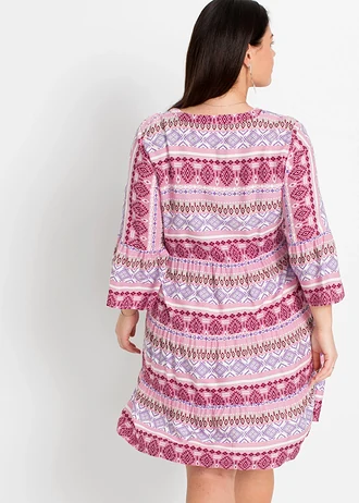 Tuniekjurk van soepele viscose, Kleur: roze-wit-lichtpaars