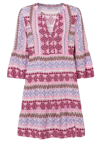 Tuniekjurk van soepele viscose, Kleur: roze-wit-lichtpaars