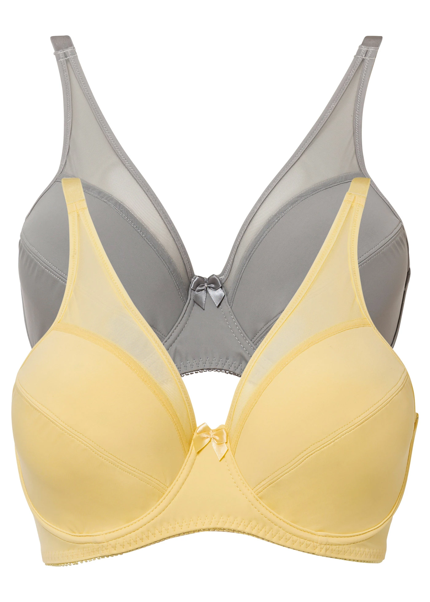 Podprsenka s kosticami (2 ks), so sieťovinou • krémovo žltá + tieňovo sivá • obchod bonprix