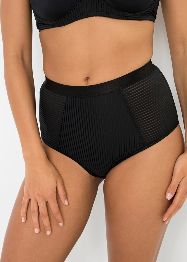Lot de 2 slips taille haute, Couleur: noir + cannelle