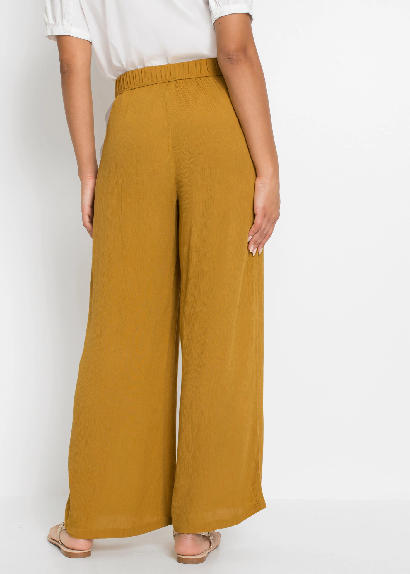 Kalhoty Marlene ze splývavé viskózy • tmavě žlutá • bonprix obchod