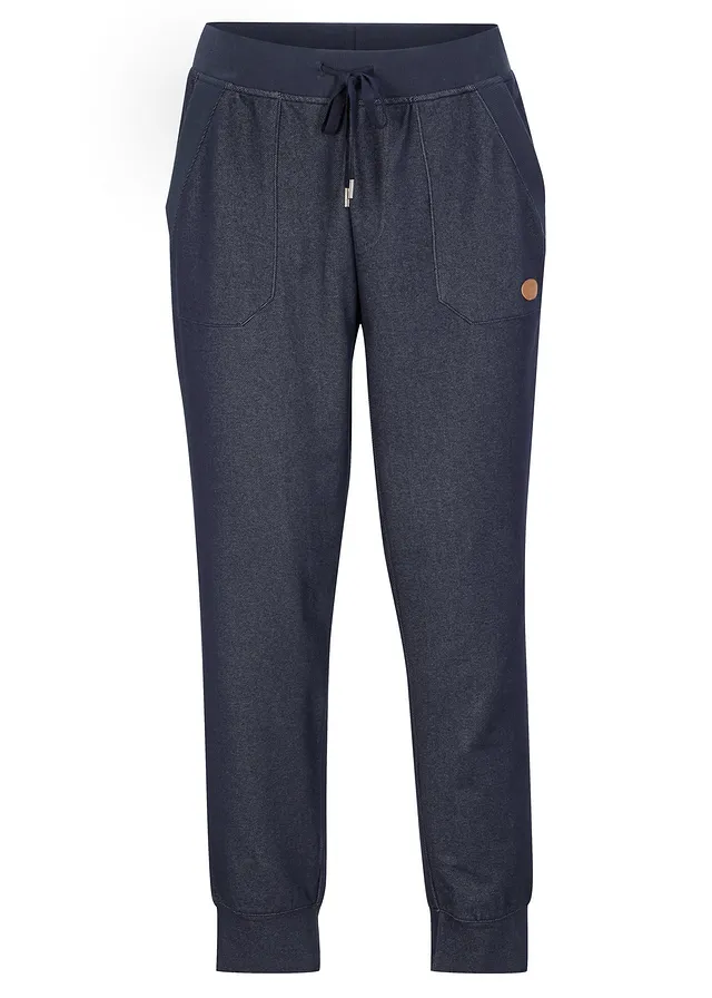 Pantaloni casual 7/8 cu aspect denim