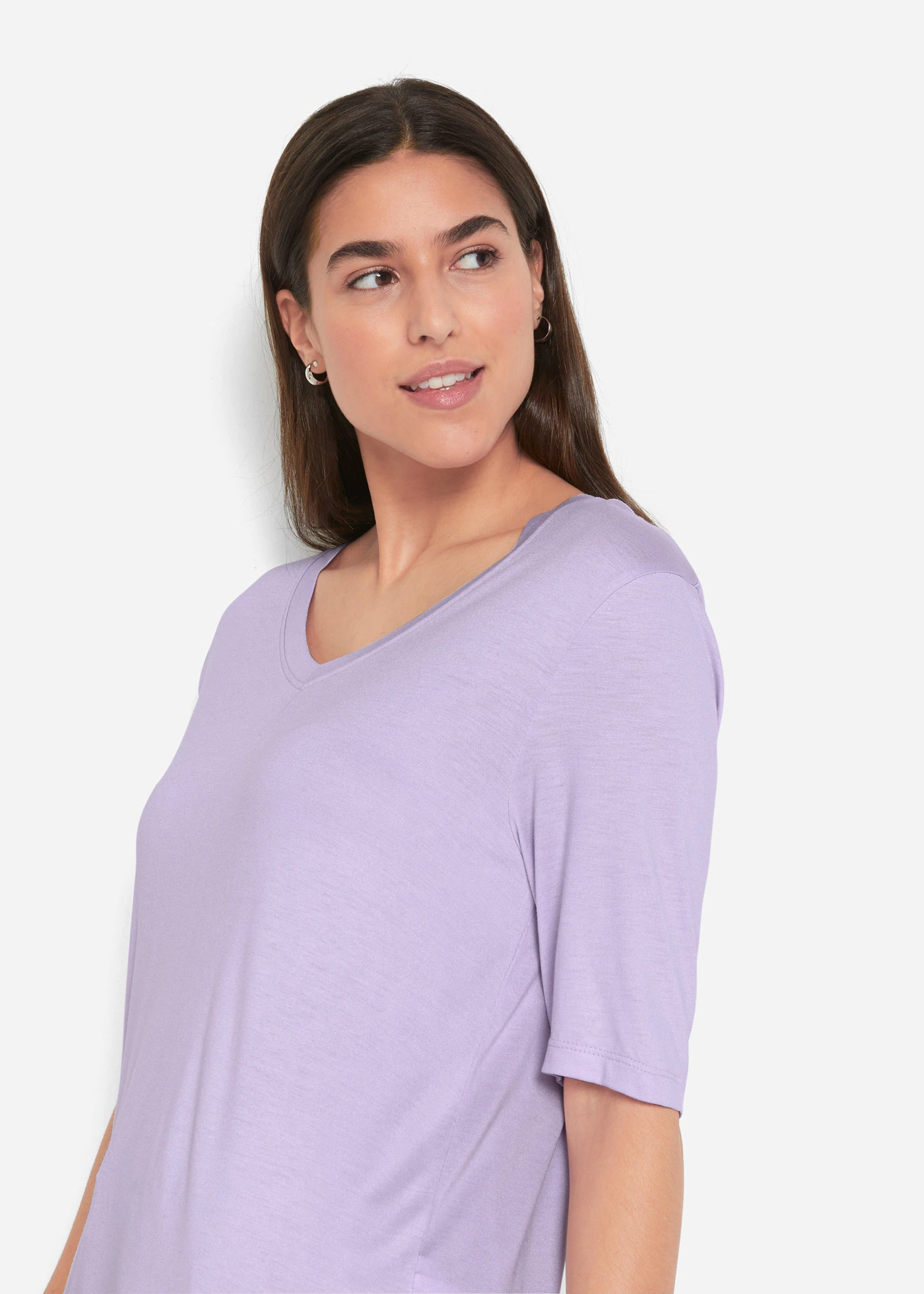 Bluză lungă din viscoză moale, 2 bucăţi • liliachiu pastel+verde-eucalipt • magazin bonprix