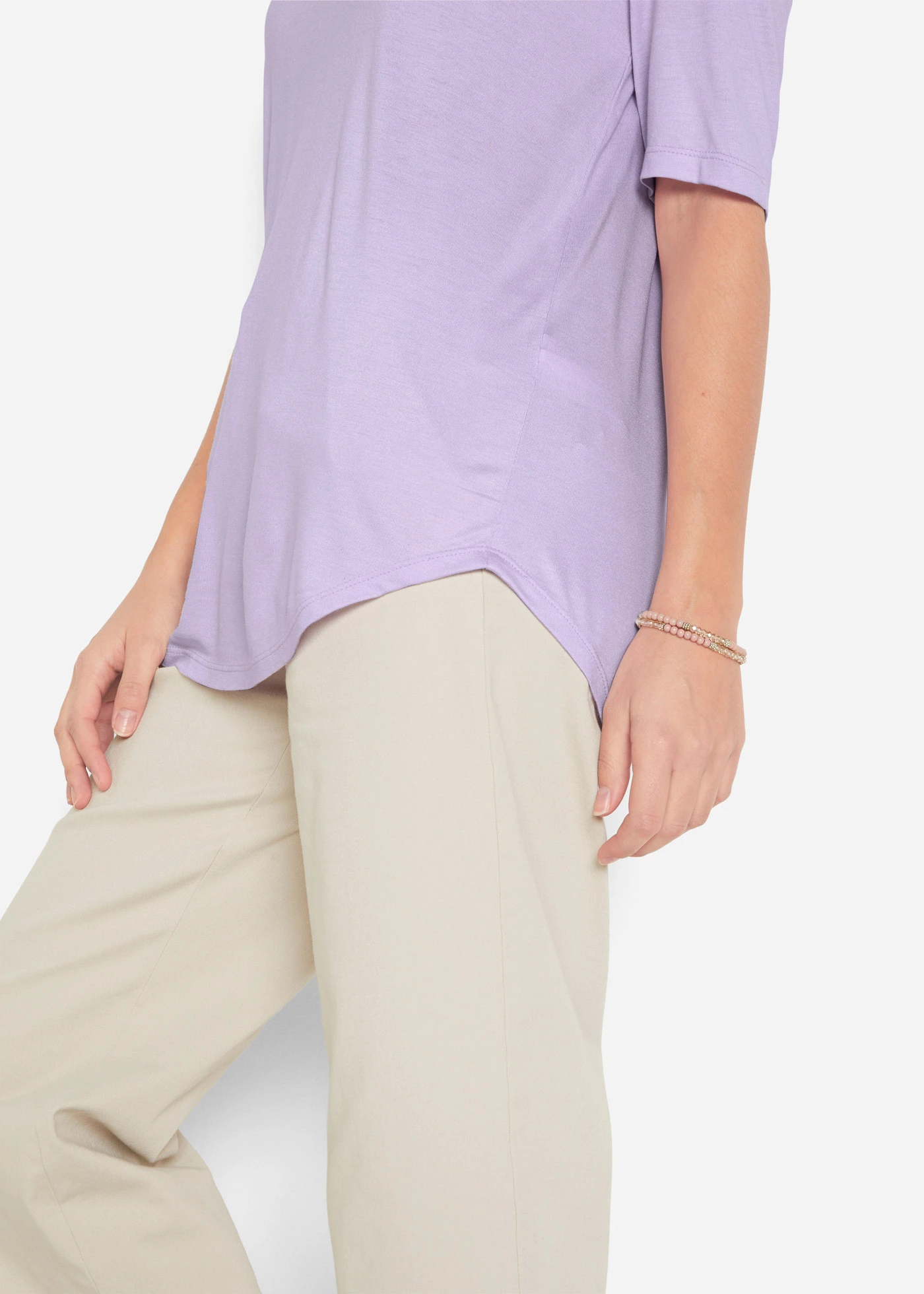 Lot de 2 T-shirts longs et doux en viscose • parme + vert eucalyptus • Boutique bonprix