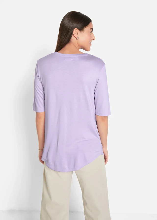 Longshirt van zachte viscose (set van 2), Kleur: zacht lila+rietgroen
