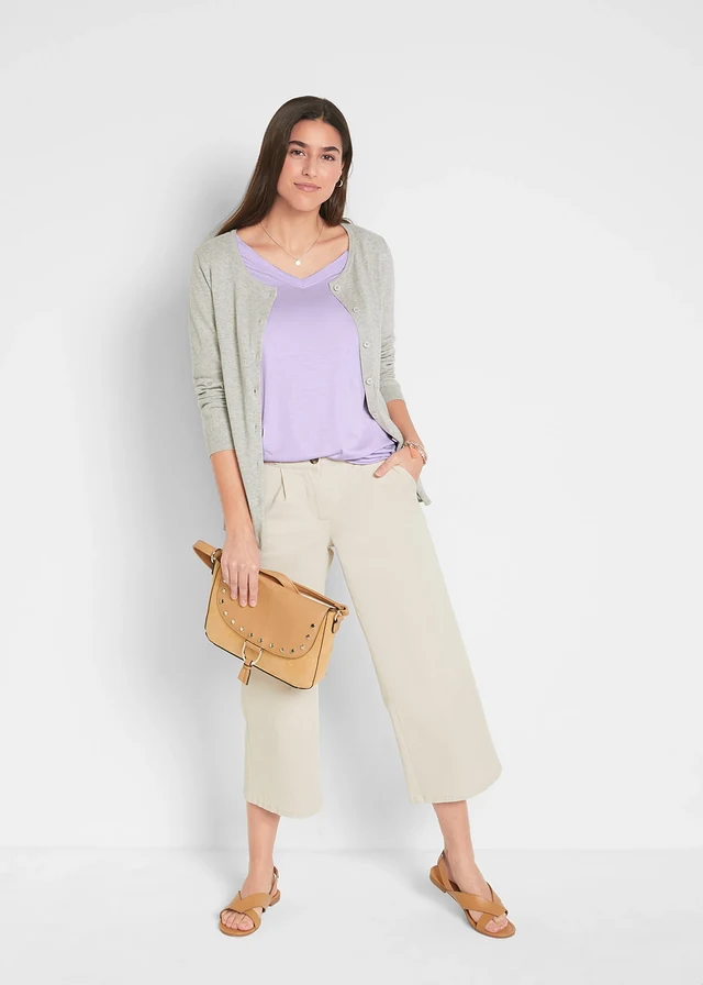 Longshirt van zachte viscose (set van 2), Kleur: zacht lila+rietgroen