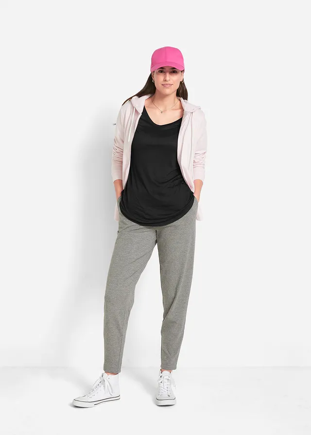 Longshirt van zachte viscose (set van 2) donkerblauw+grijs gemêleerd