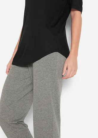 Lot de 2 T-shirts longs et doux en viscose • noir+blanc • Boutique bonprix