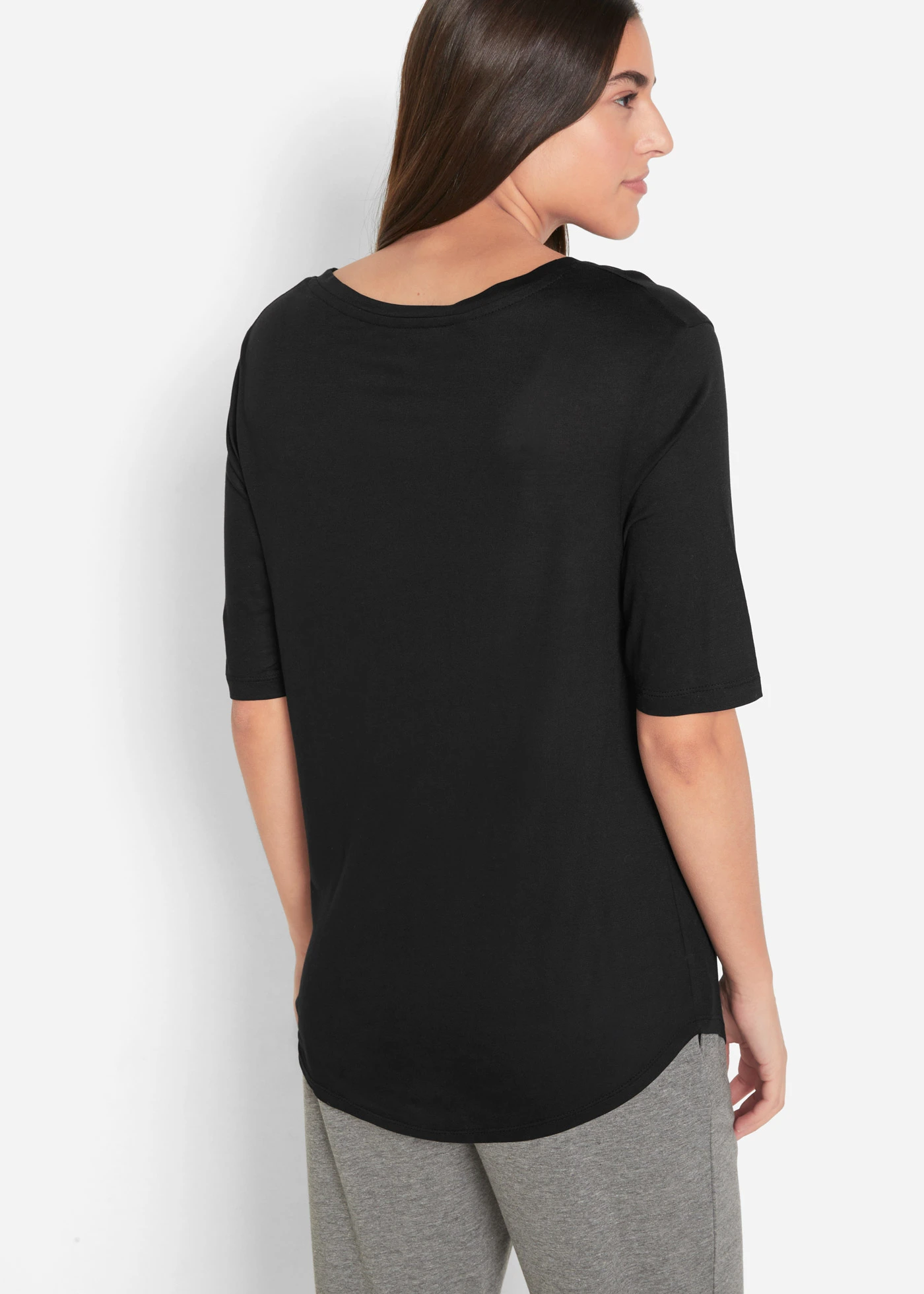 Bluză lungă din viscoză moale, 2 bucăţi • negru+alb • magazin bonprix