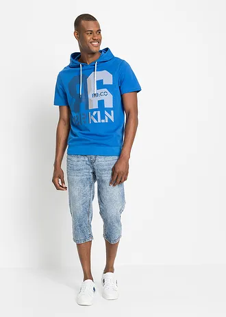 T-shirt met capuchon van dikke stof • azuurblauw met print • bonprix online shop