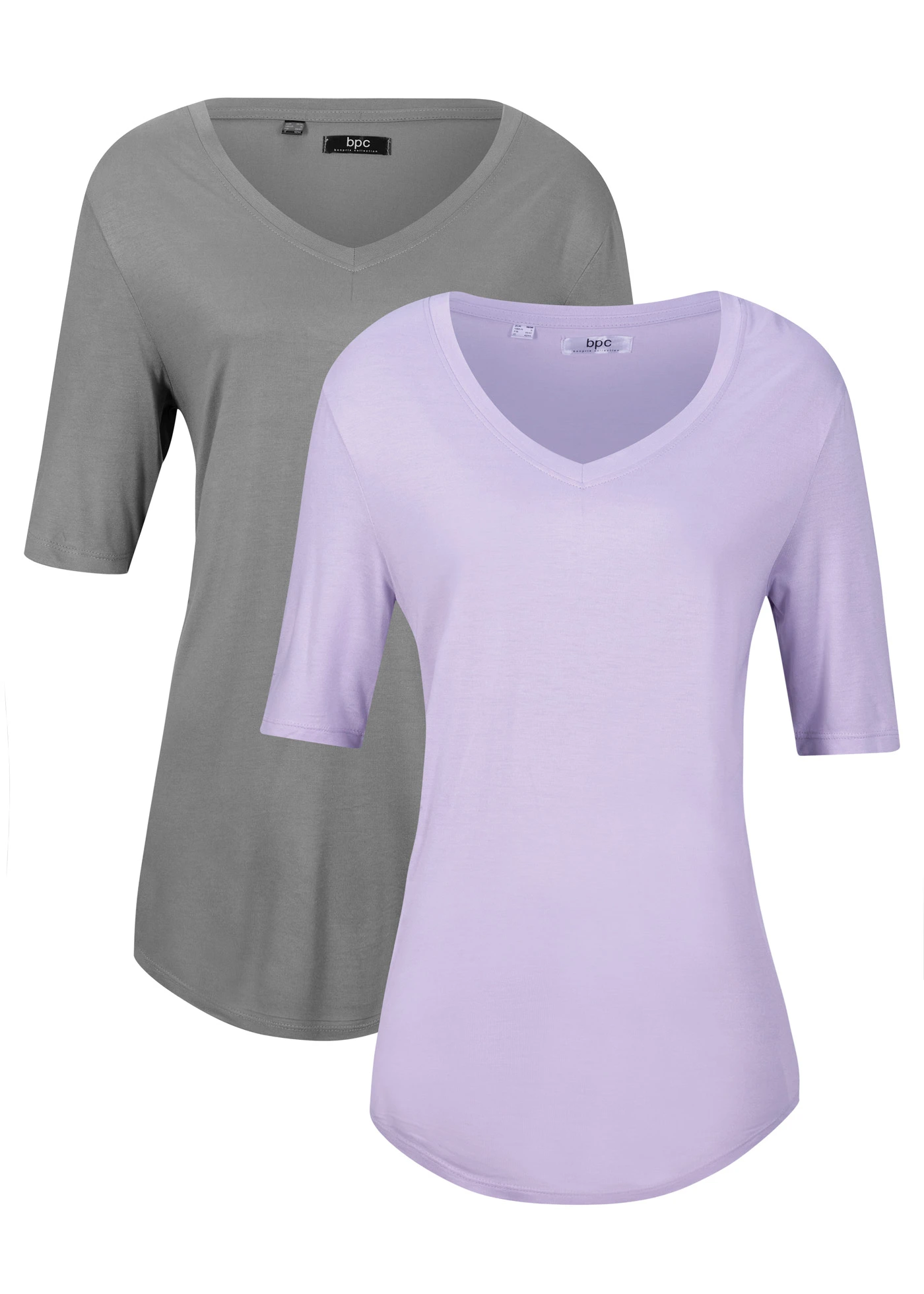 Długi T-shirt z miękkiej wiskozy (2 szt.) • kremowy bez+zielony eukaliptusowy • sklep bonprix