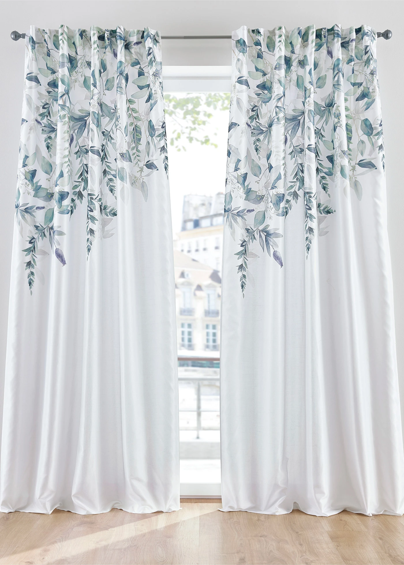 Rideau aspect soyeux (1 pce) • blanc/vert • Boutique bonprix
