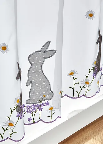 Perdea scurtă cu broderie • alb/gri • magazin bonprix