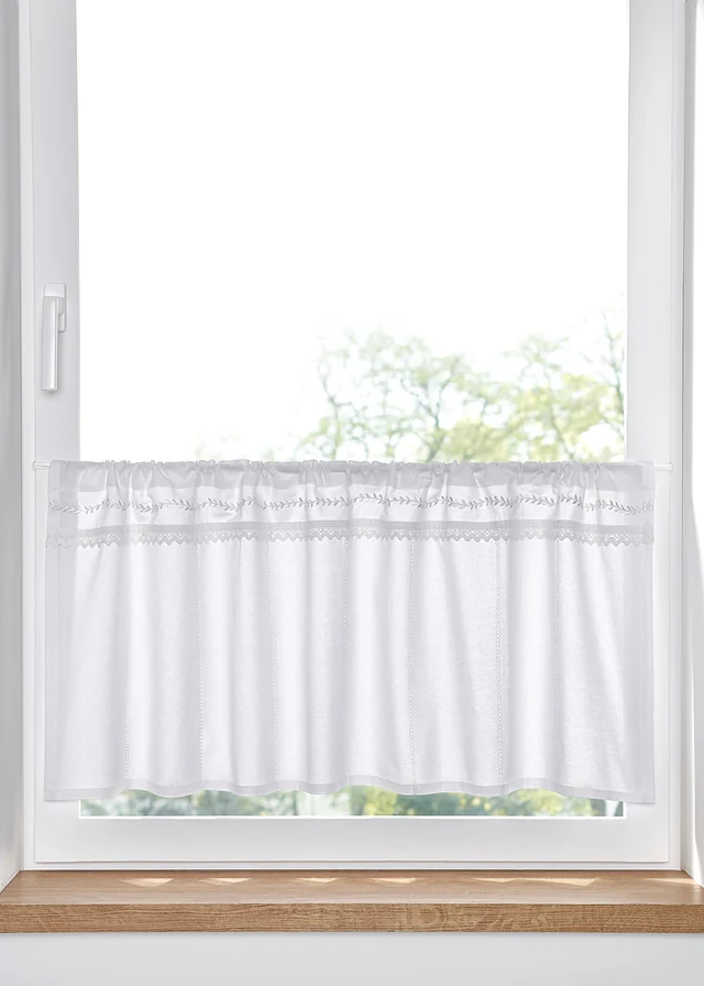 Brise-bise en coton avec bordure dentelle
