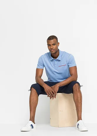 Pólo tričko z čistě bavlněného piké (2 ks v balení) • červená + azurově modrý melír • bonprix obchod