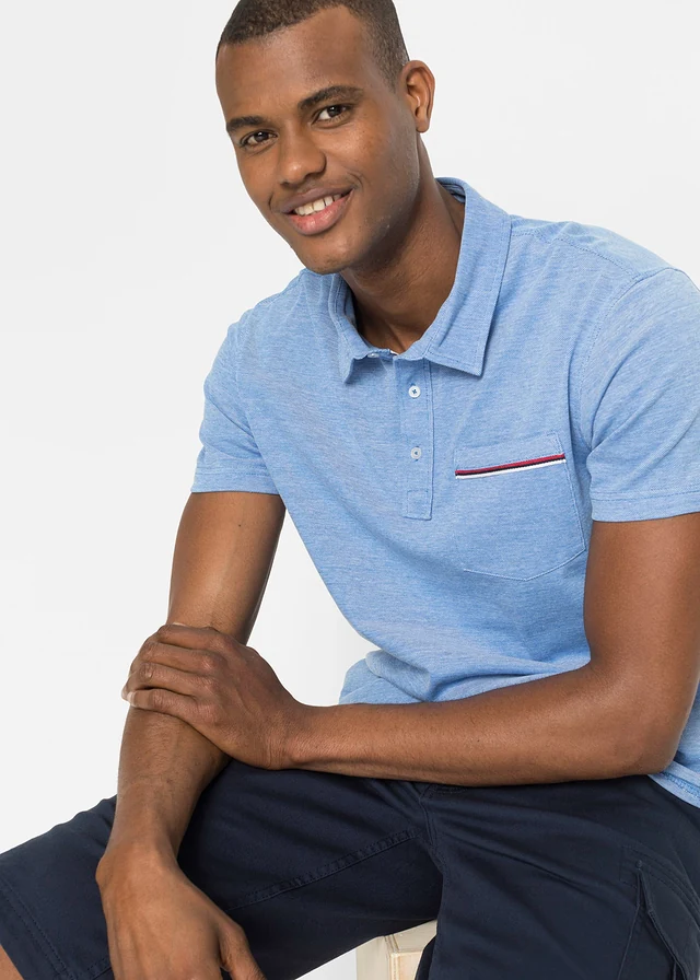 Lot de 2 polos en maille piquée, 100% coton • rouge + bleu azur chiné • product-page.page-title-suffix