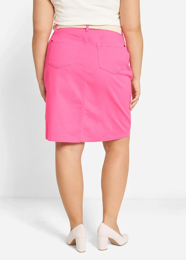 Jupe en jean extensible, Couleur: rose flamant