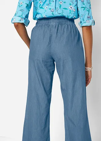 Wide Leg farmer, High Waist, rövidített • világoskék denim • bonprix áruház
