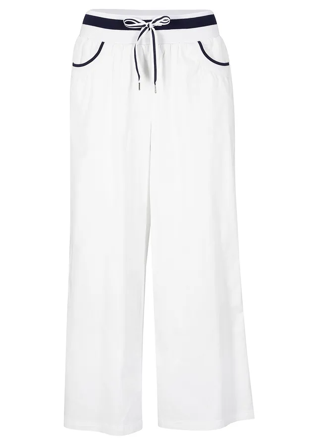Katoenen papertouch culotte met comfortband • wit • bonprix online shop