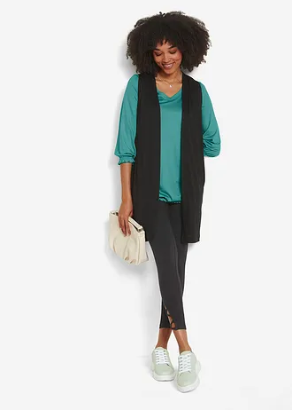 Úpletová vesta z viskózy, barva: černá