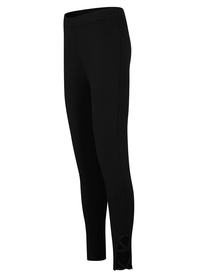 Legging coton 7/8 taille haute et confortable, Couleur: noir