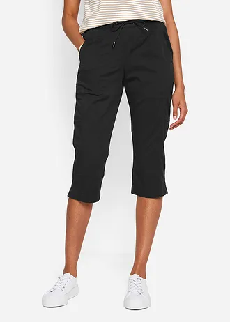 Pantalon corsaire avec lien à nouer • noir • Boutique bonprix