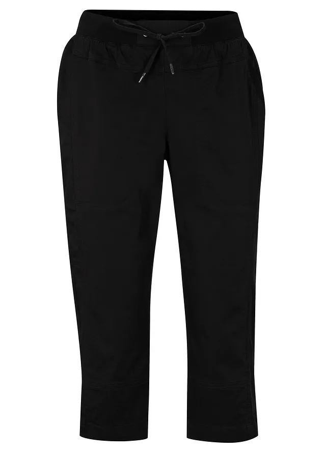 Pantalon corsaire avec lien à nouer • noir • Boutique bonprix