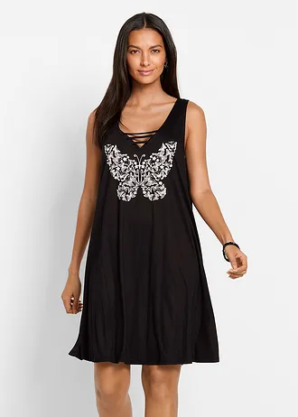 Prześwitująca sukienka plażowa • czarny +biały • bonprix obchod