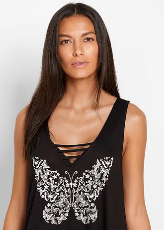 Prześwitująca sukienka plażowa • czarny +biały • bonprix obchod