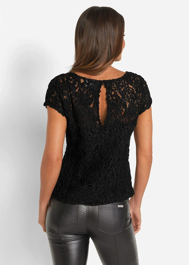 Blouse manches courtes en dentelle • noir • product-page.page-title-suffix