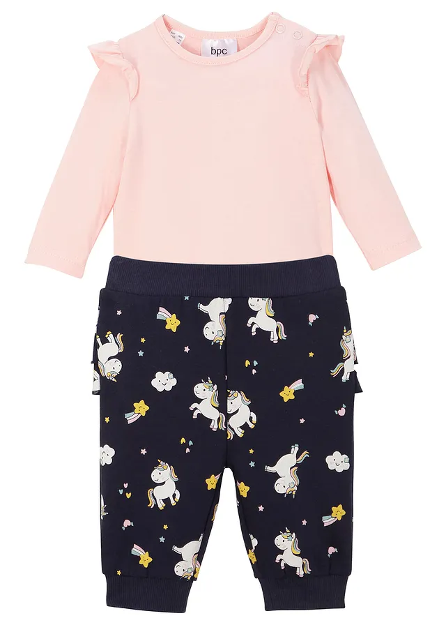 Body + pantaloni bebe (set/2piese), bumbac bio