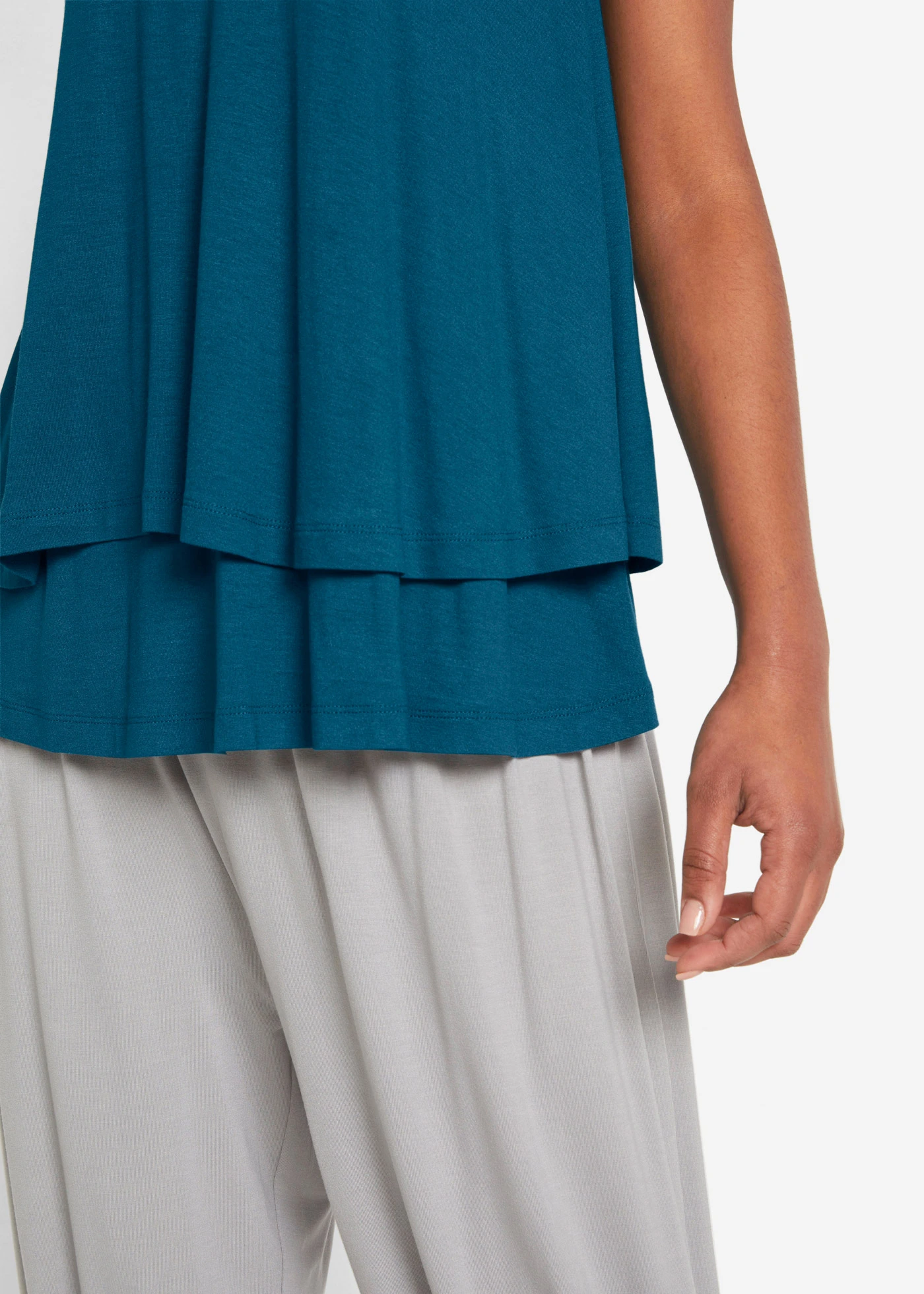 Dubbellaagse top van viscose • petrolblauw • bonprix online shop