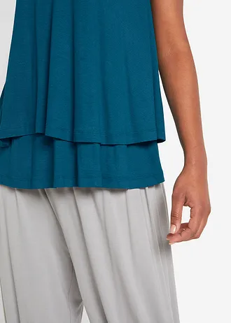 Dubbellaagse top van viscose • petrolblauw • bonprix online shop