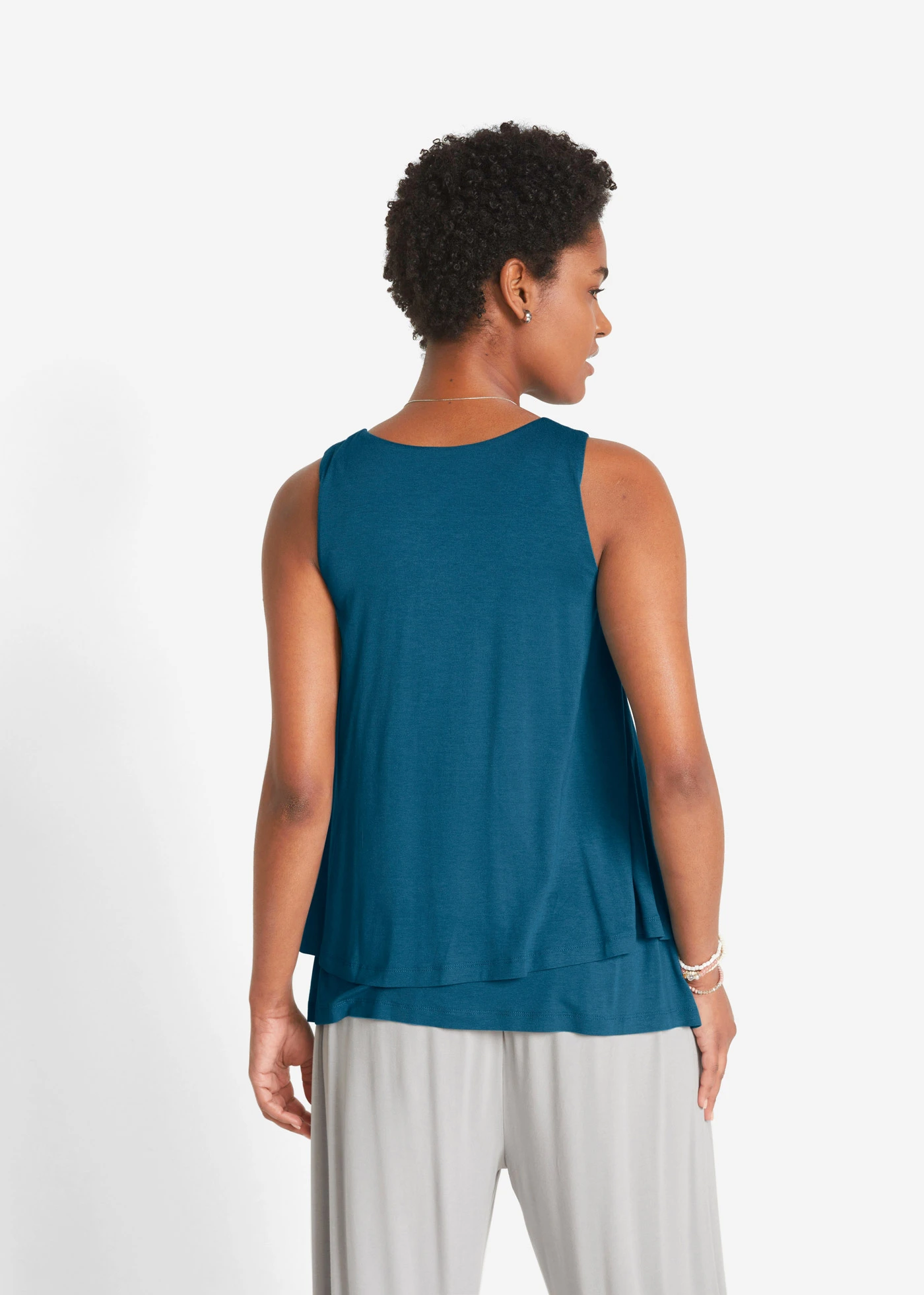 Dubbellaagse top van viscose • petrolblauw • bonprix online shop