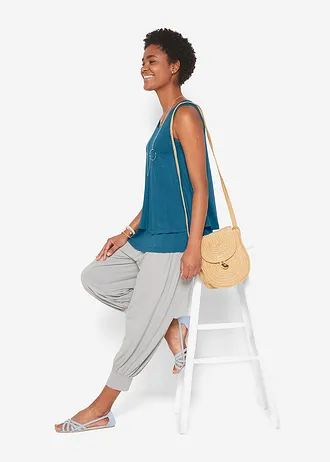 Dubbellaagse top van viscose • petrolblauw • bonprix online shop