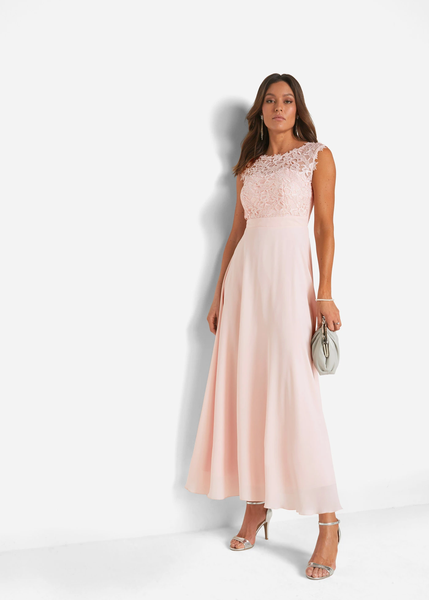 Robe longue de soirée à dentelle • rose perle • Boutique bonprix