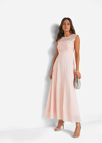 Robe longue de soirée à dentelle • rose perle • Boutique bonprix