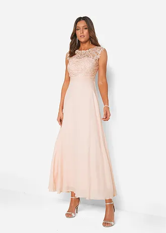 Robe longue de soirée à dentelle • rose perle • Boutique bonprix