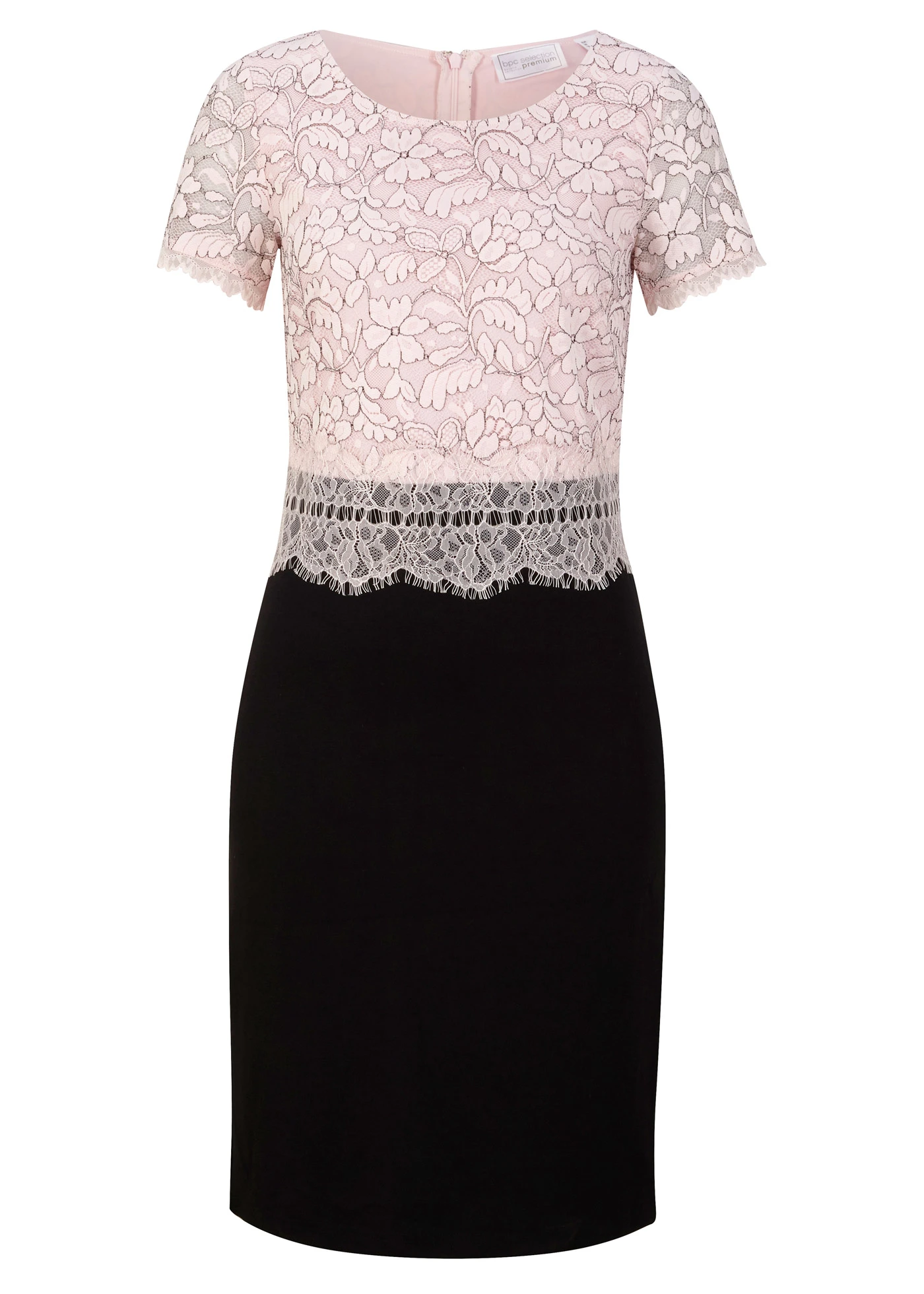 Robe avec dentelle • noir/rose dragée • Boutique bonprix