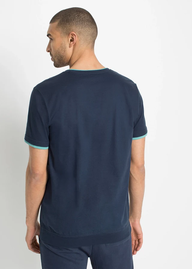 T-shirt (set van 2), Kleur: donkerblauw + grijs gemêleerd